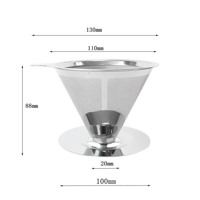 Återanvändbara kaffefilterhållare rostfritt stål brygg dropp kaffefilter tratt metall mesh kaffe te filter korg verktyg