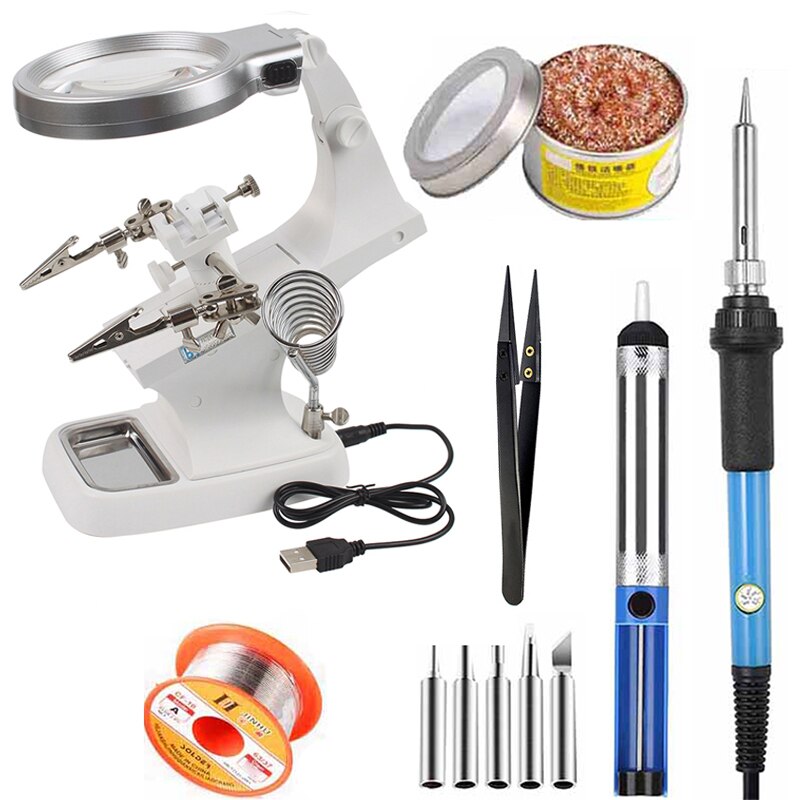 Support de fer à souder avec loupe Led 3X 4.5X 25X, pince crocodile, aide à la réparation de la Station de travail manuelle, outils de soudage