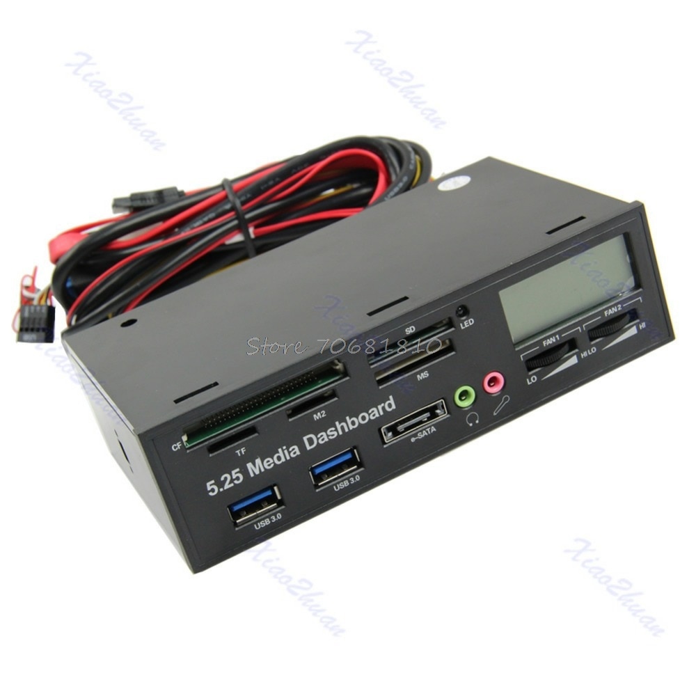 Panel frontal para tablero de instrumentos multimedia, USB 3,0, todo en 1, 5,25 ", multifunción, lector de tarjetas,