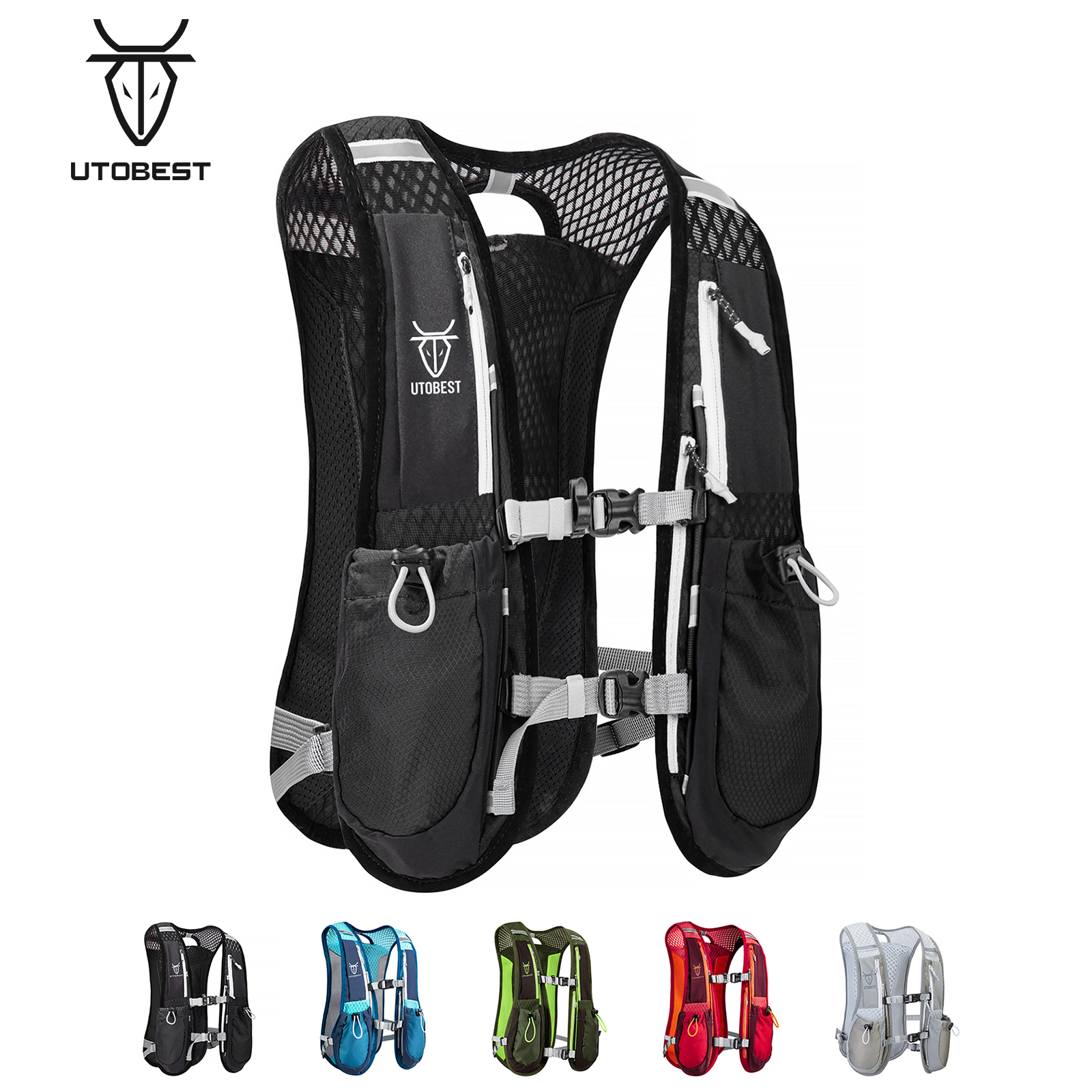 Utobest trailrunning rugzak 5l ultralichte hydratatievest ademende functionele rugzak voor marathons, fietsen en wandelen