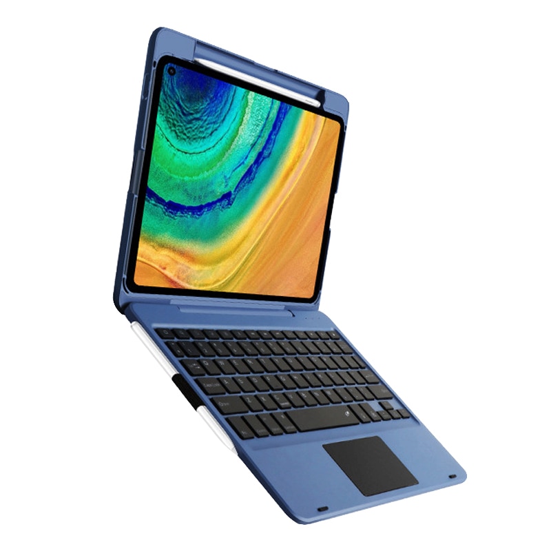 snu-deksel med tastatur til huawei matepad pro 10.8 -tommers bluetooth-tastatur med berøringspute smart deksel til huawei 10.8 -tommers etui: Blå