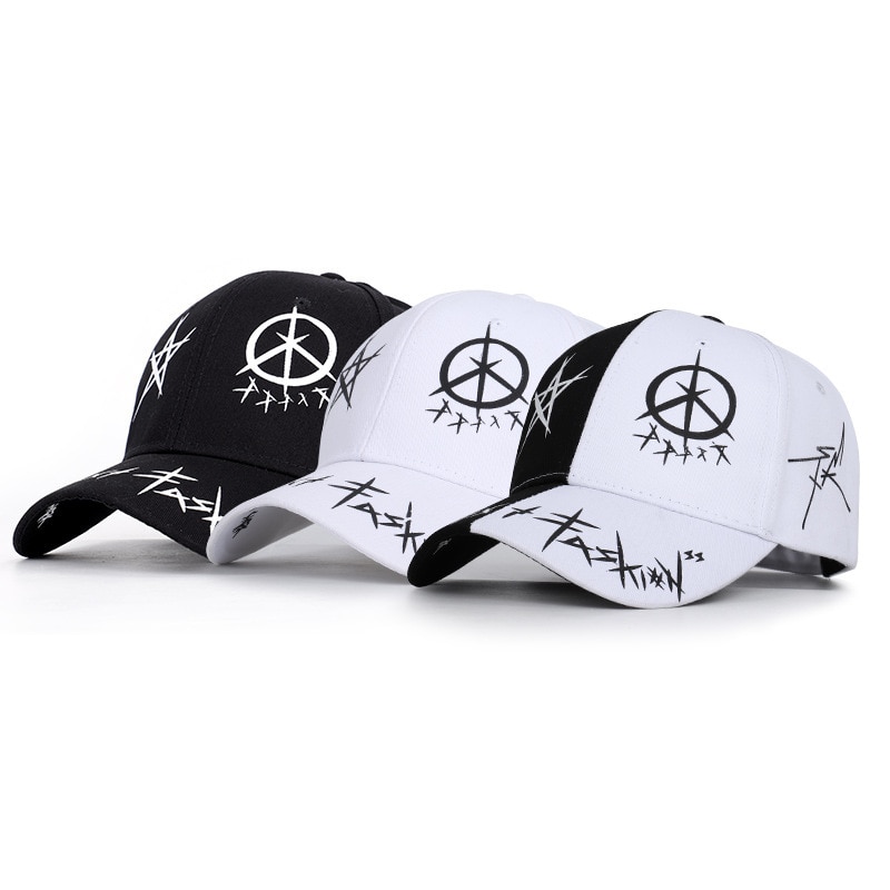 En Witte Kleur Bijpassende Pentagram Graffiti Baseball Cap Student Jonge Mannen En Vrouwen De Lente Zomer Zonnehoed Cap
