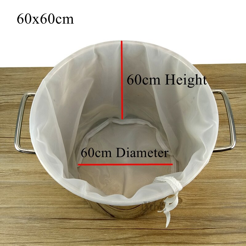 Brew Bags Reusable Fine Mesh Bag for Beer Wine Fruit Grape Nut Milk Press Straining Brew Beer Brewing Filters Strainers Bags: 400Mesh 38Micron / 60x60cm
