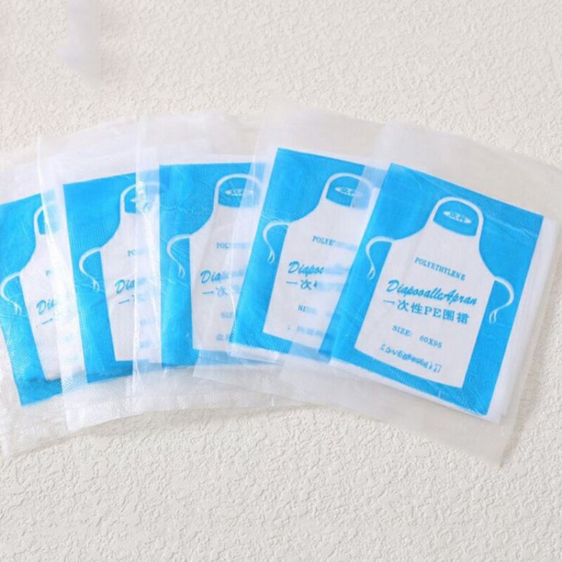 25Pcs Disposable Aprons Adult Child Plastic Waterproof Oil-proof Clothes Kitchen Hairdresser Barbecue Baking Cleaning Tools