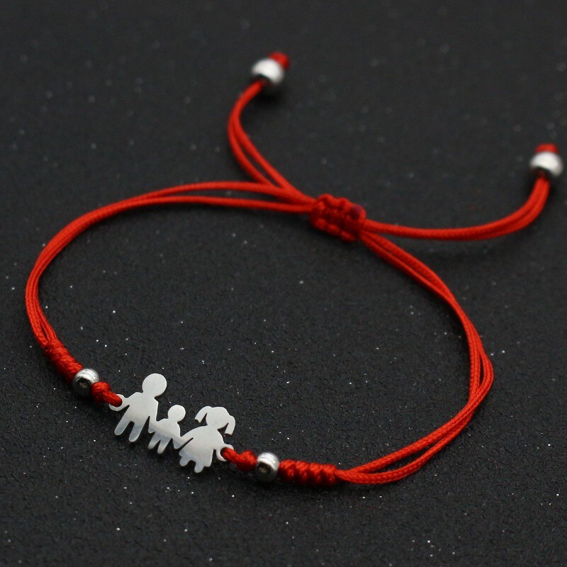 Rvs Charm Armbanden Voor Familie Vader Moeder Zoon Lucky String Gevlochten Verstelbare Stellen Armbanden Voor Mannen Vrouwen Kids