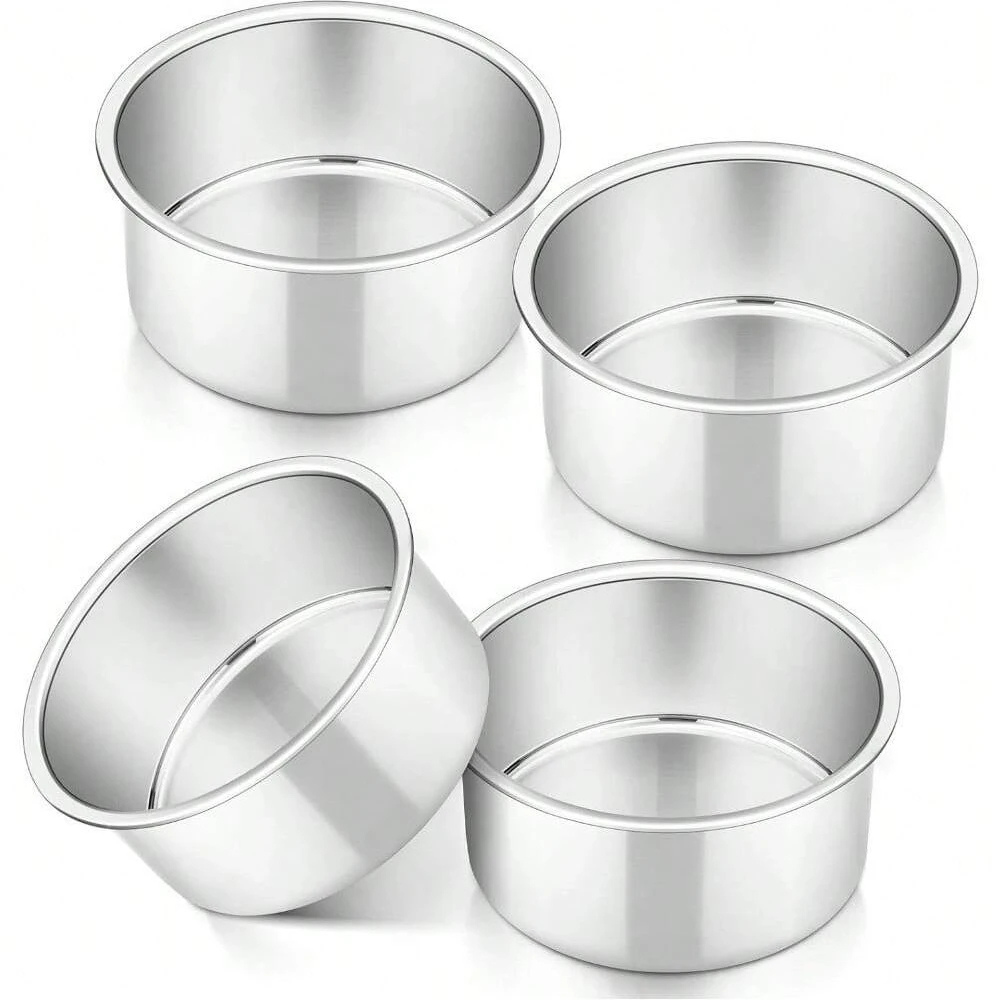 1/2/4/6 Stück feste 4-Zoll-Kuchenform aus Aluminium mit fester Basis, kleine Kuchenform, wiederverwendbar, runde Kuchendosen, Küchenhelfer, perfekt zum Backen: Freier Raum