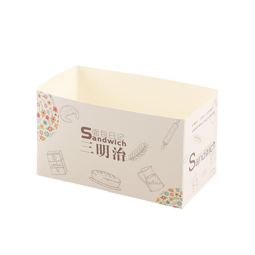 50pcs Cake Packaging Box Sandwich Wrapping Paper Thick Egg Toast Bread Breakfast Packaging Box Burger Oil Paper Tray: C