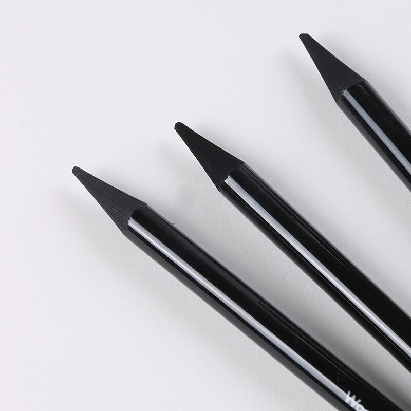 Juego de lápices carbonizados para dibujo, lápiz de grafito de núcleo sólido, suave, medio, duro, carbón vegetal completo, 3/6 piezas: 3 charcoal pencils