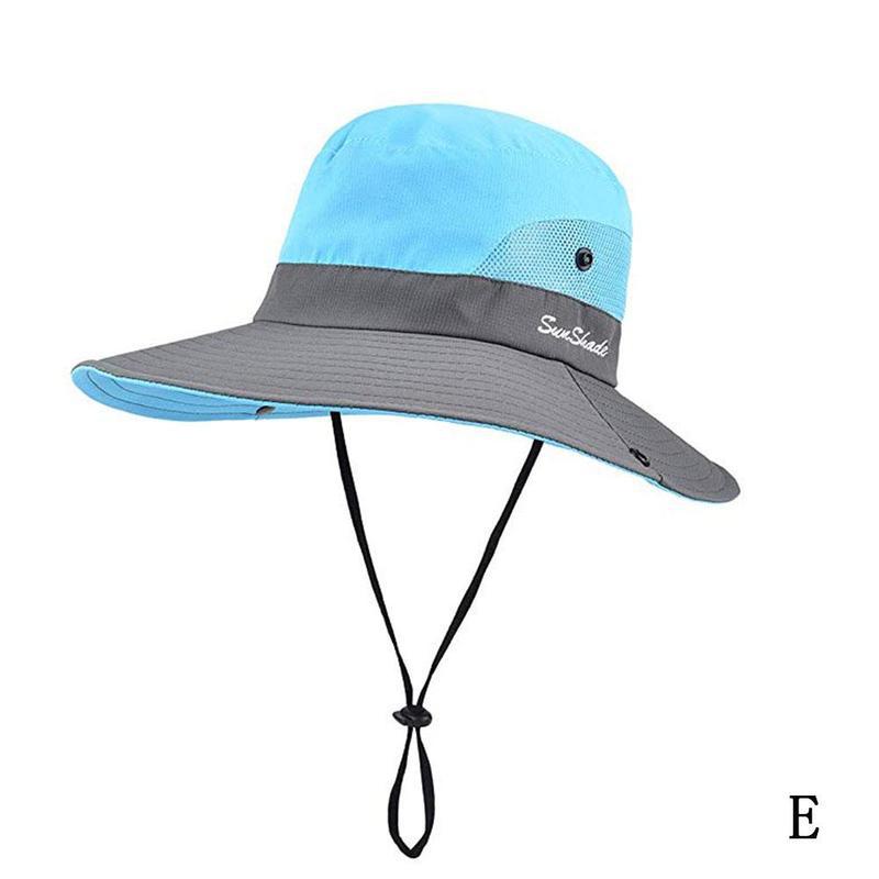 Fisk hat hat sol uv beskyttelse upf 50+  sol hat spand sommer mænd kvinder lange store brede rand bob vandreture udendørs hat: E