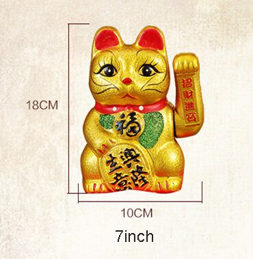 Cute 7inch Gold Ceramic Lucky Cat Figurines Feng Shui Wealth Ornaments Electric waving Shaking Hands Home Decoration Accessories: 7 inch battery