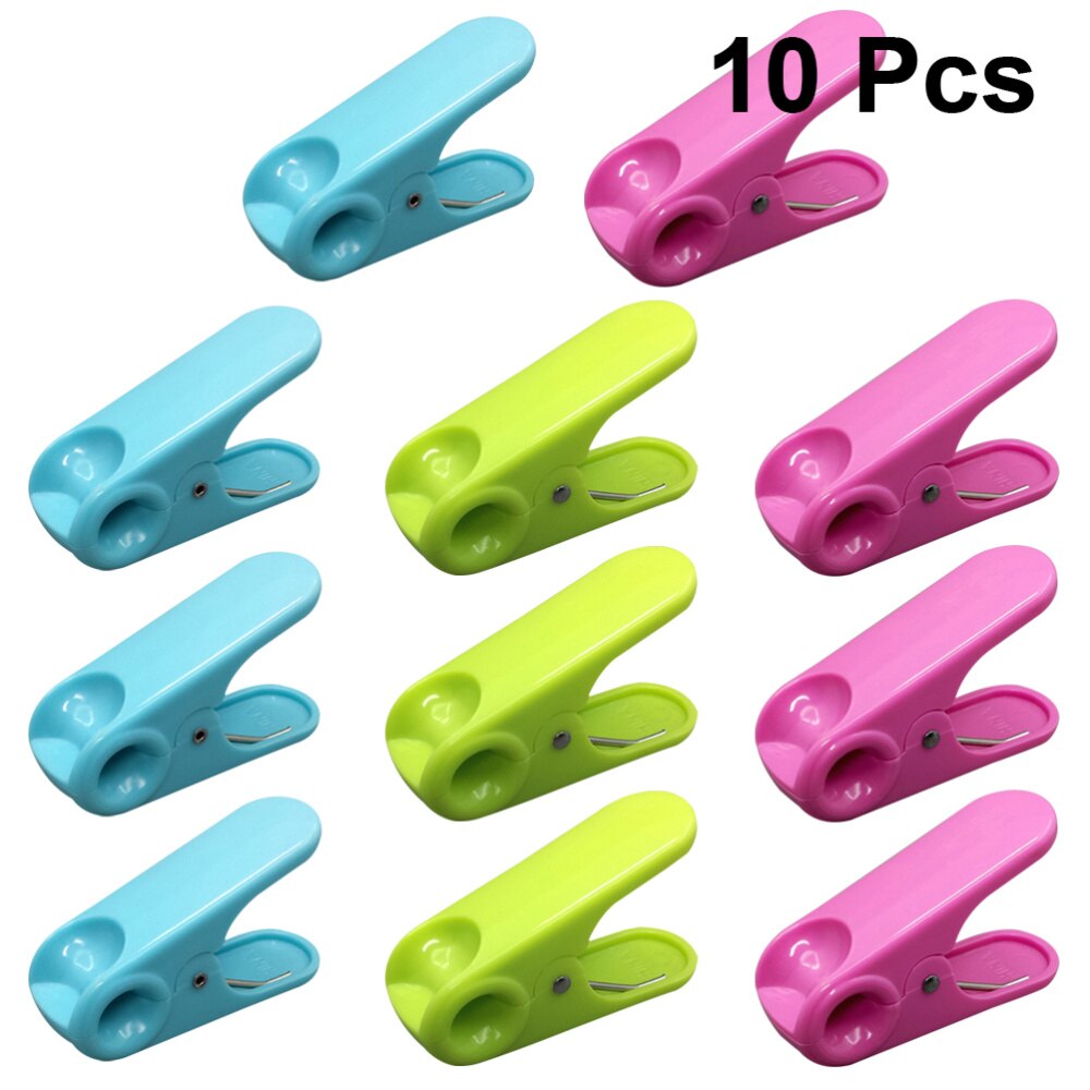 10Pcs Pinch Clamp ABS Clothespin Peg Food Sealing Clip Snack Bag Sealer for Home Kitchen Office (Sky-blue)