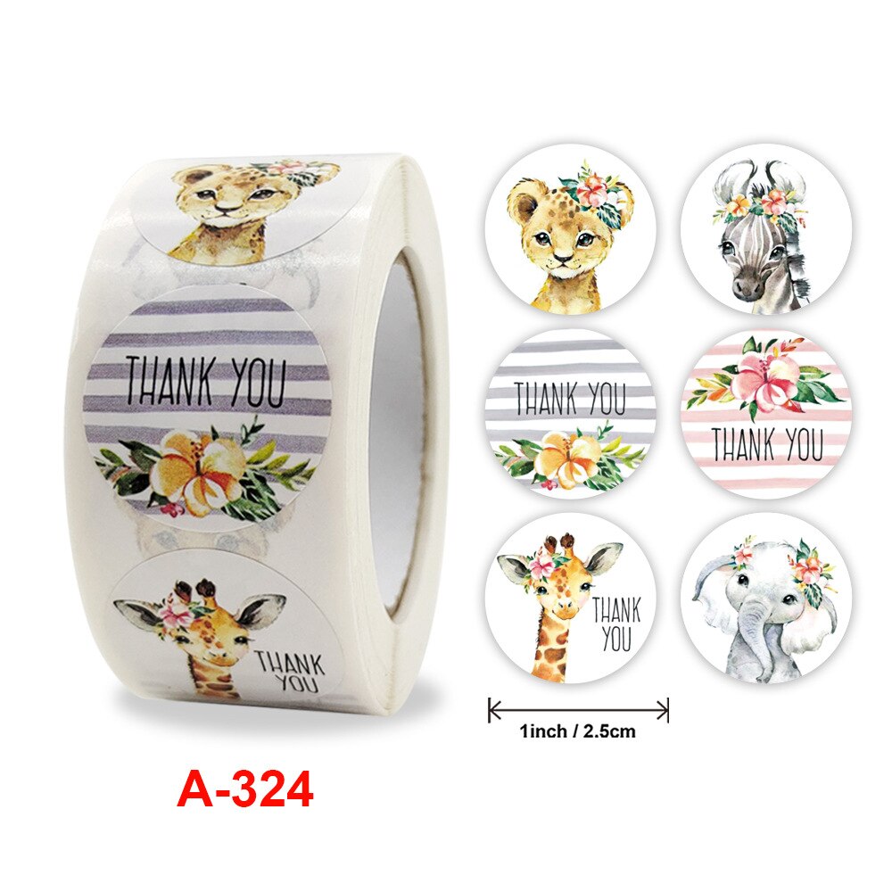 500pcs 6 Styles cute Animals Thank You Stickers for Kids Reward Sealings Labels Scrapbooking Decor Stationery Sticker: 2