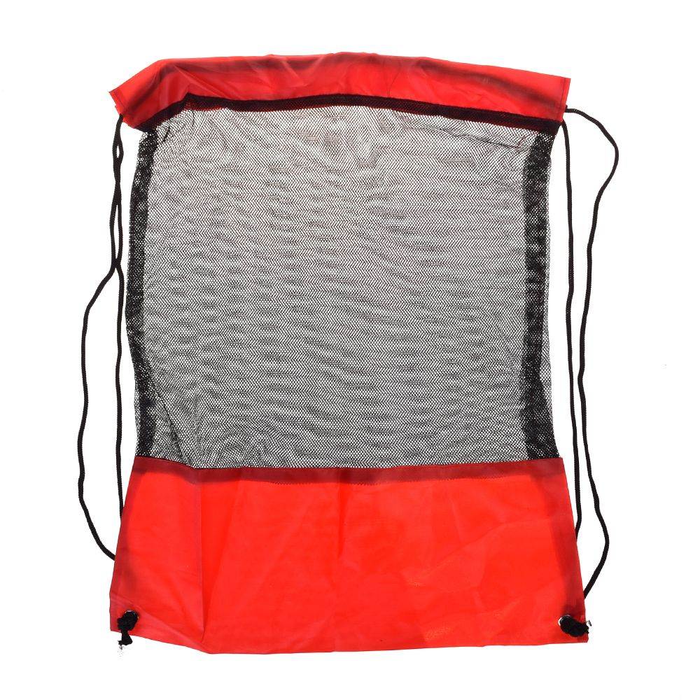 Unisex trekkoord rugzak mesh stoffen zak studenten rugzak sport strandtas schoudertas: Rood
