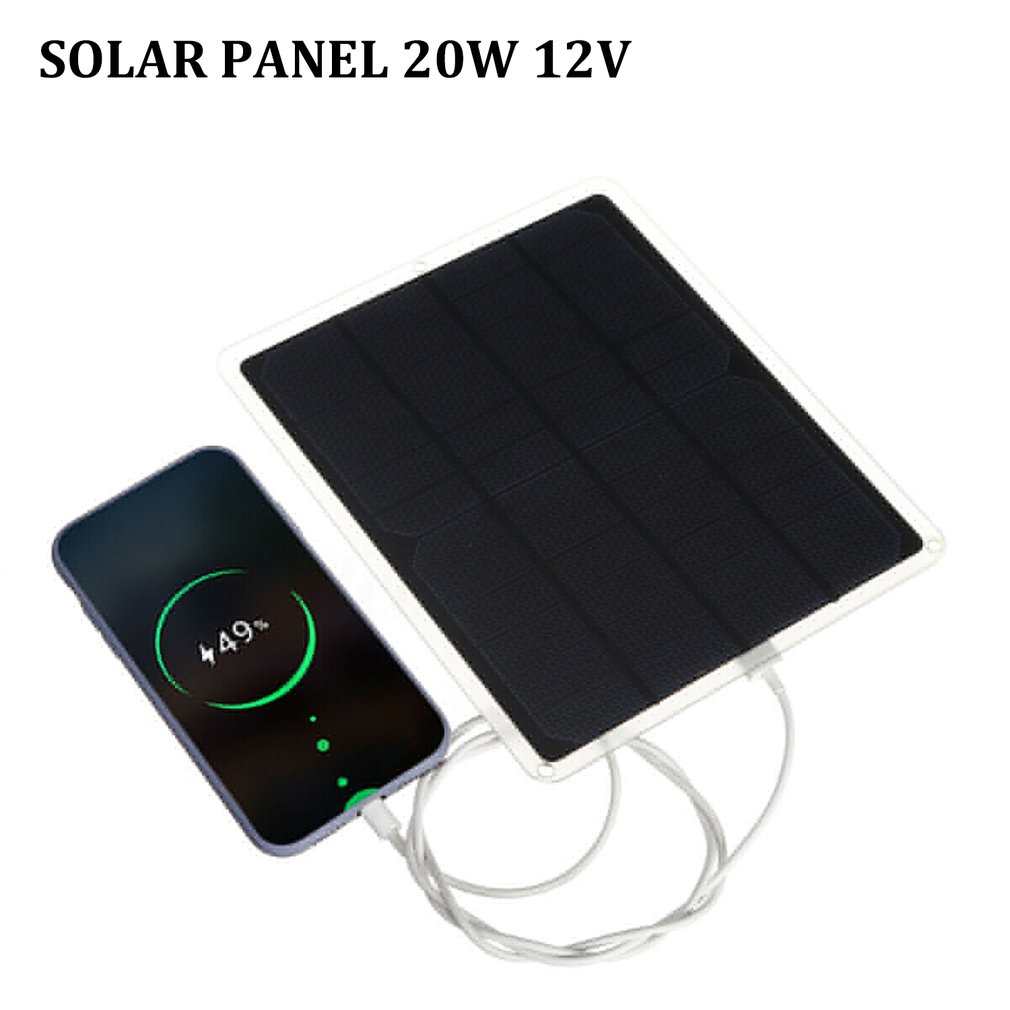 20w 12v mono solcellepanel usb batterilader strømbank for mobiltelefon campinglader ultra tynn høy effektivitet