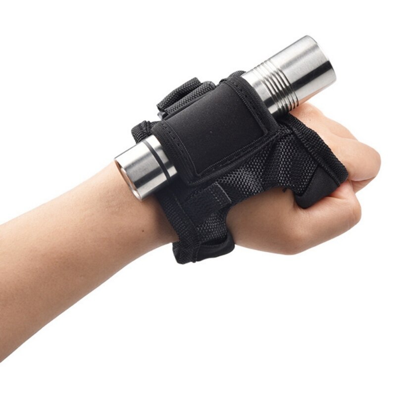 Underwater Scuba Diving Dive LED Torch Flashlight Holder Soft Black Neoprene Hand Arm Mount Wrist Strap Glove for Men Women: C
