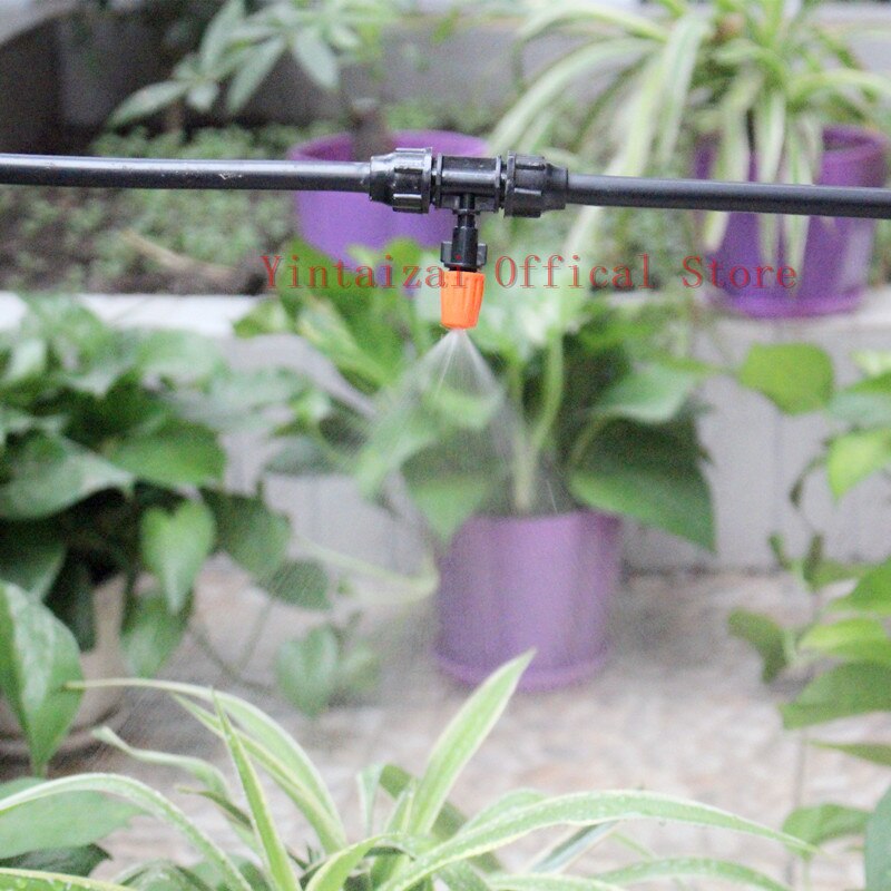 50pcs Adjustable Spray Nozzle With 1/4" Barb Horticultural Irrigation Microspray Equipment Automatic Watering Micro Drip Fitting