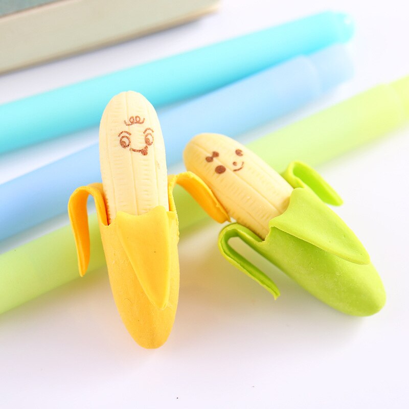 4 stks Kawaii Mini Banaan Vormige Potloodgommen Leuke Pen Rubber voor Kids School Briefpapier