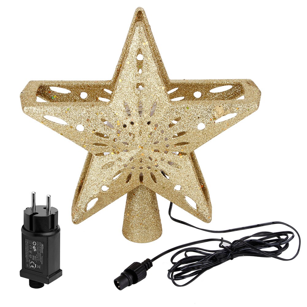 1PC 100-240V LED hueco estrella copo de nieve Luz de proyector rotación lámpara para la parte superior del árbol de Navidad sobresalen por: EU