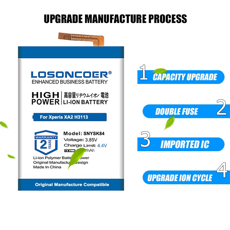 100% Originele Losoncoer SNYSK84 3900Mah Batterij Voor Sony Xperia XA2 H3113 H4113 1309-2682