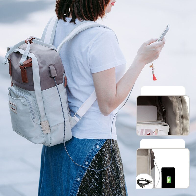 Damenrucksack mit großem fassungsvermögen 14 15 zoll-laptops, schulrucksack, wasserdichter rucksack, rucksack, mochilas