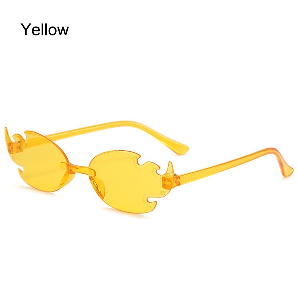 Gafas de sol coloridas con forma de llama de fuego, gafas de sol divertidas sin montura, gafas de Cosplay de para mujeres y hombres