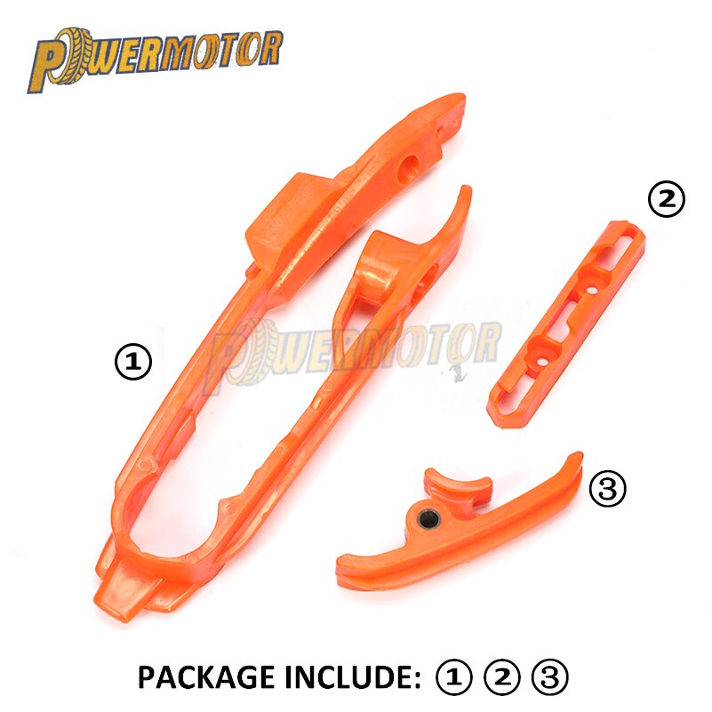 Orange Chain Slider Sliding Swingarm Guide With Brake Hose Clamp For KTM SX SXF SMR XC XCF 125 150 200 250 350 450 525