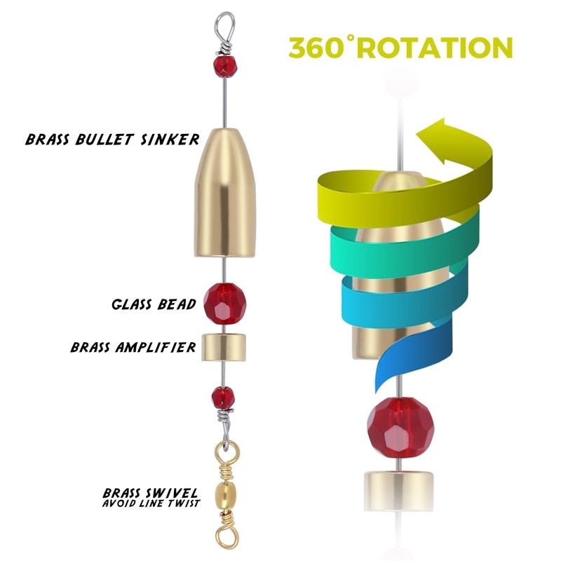 Sougayilang Fishing Carolina Ready Rig Brass Fishing Swivel Ring Connector Fishing Gear Tackle Tools