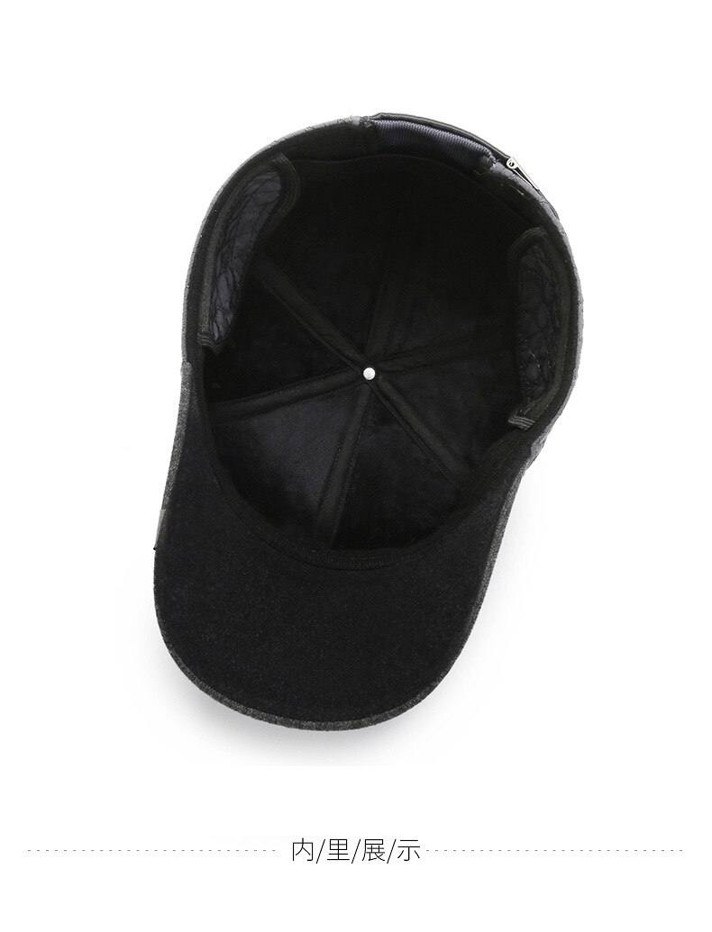 Vinterhat til mænd midaldrende og ældre baseballkasket varm hat med #39 , fleece indvendigt vindtæt