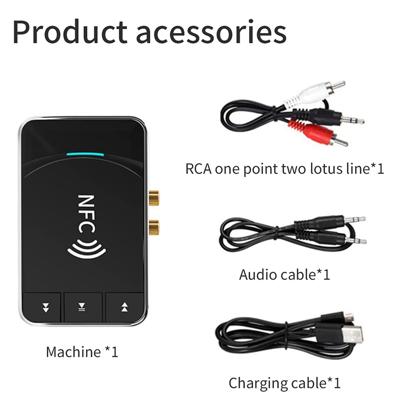 NFC Bluetooth 5.0 Audio Receiver Transmitter Wireless Stereo Bluetooth Audio Adapter NFC 3.5mm AUX RCA Music Sound Car