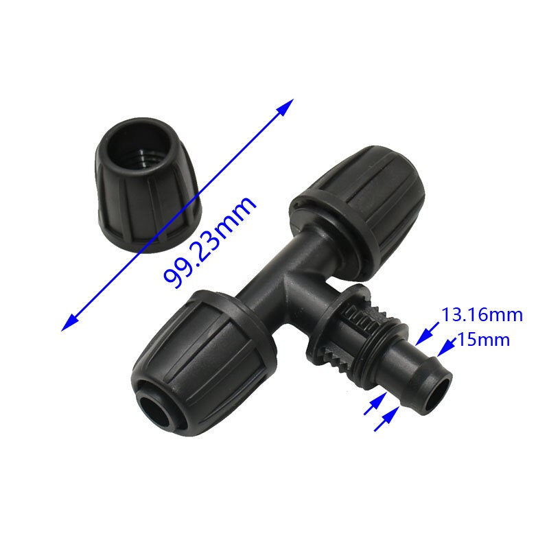 16mm puutarhaletkun t-liitintä, vesijakaja lukkomutterilla, 1/2 " t-liitin, 16mm letkun t-liitintä, 15 kpl