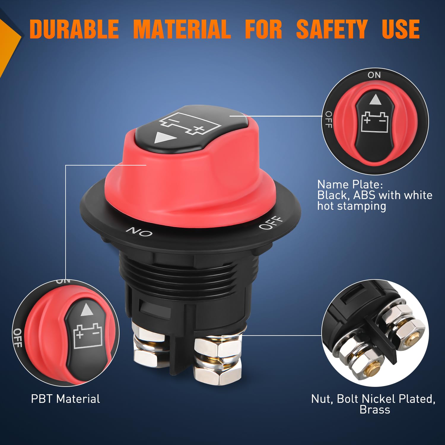 DC 12V 50A 100A 200A 300A Car Rally Battery Switch Disconnecter Power Isolator Cut Off Switch Kit For Truck Car Motorcycle Boat