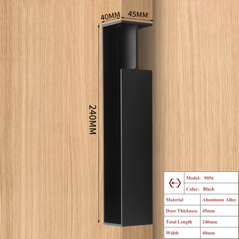 Poignée de porte coulissante invisible de style industriel poignée de porte coulissante intégrée poignées de porte latérales en alliage d'aluminium anti-collision: OR BROSSE