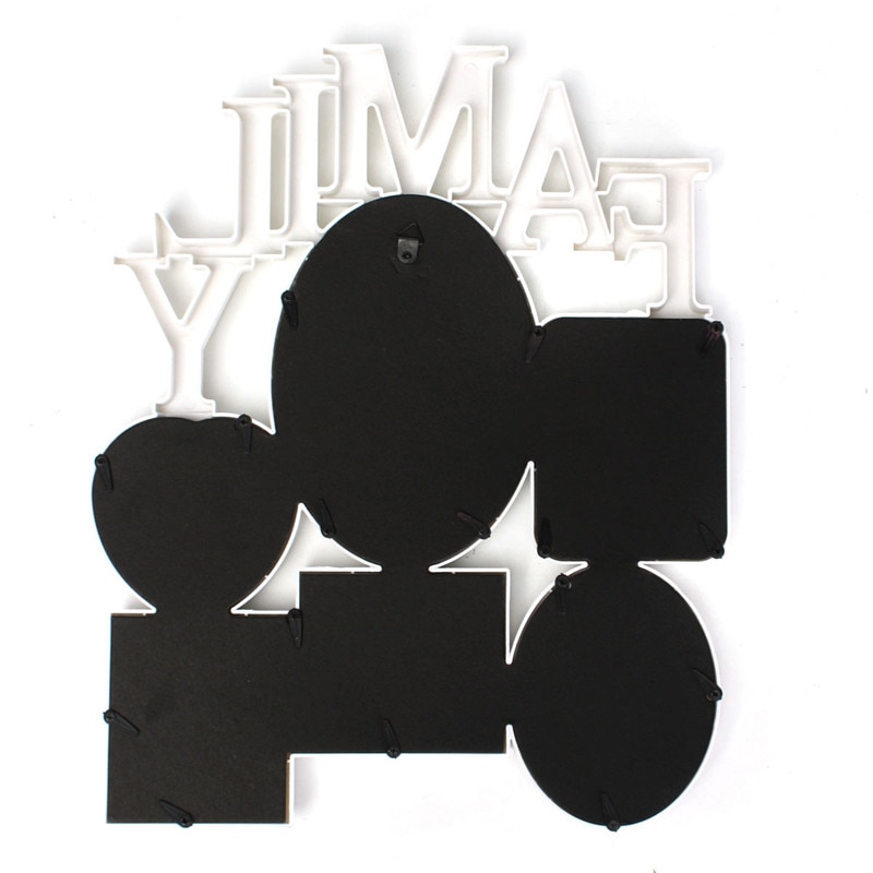 Family Photo Frame Wall Hanging 6 Multi-Sized Pictures Holder Display Home Decor 30X37Cm Back Side with Pull Tabs- Whit