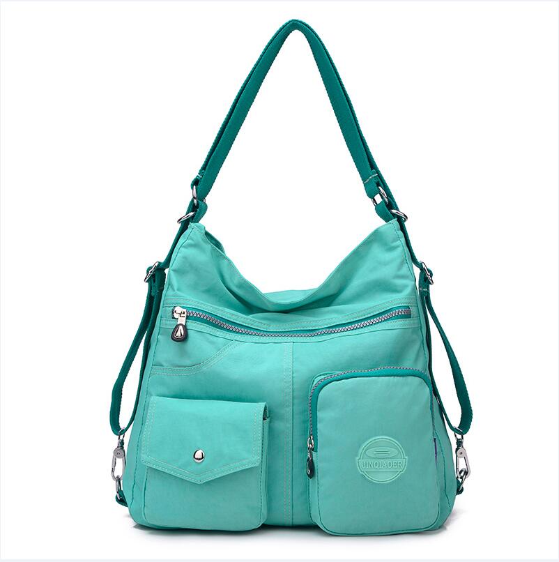 Jinqiaoer vandtæt kvinder taske dobbelt skuldertaske håndtasker nylon kvindelig håndtaske bolsas sac a main: Smaragd