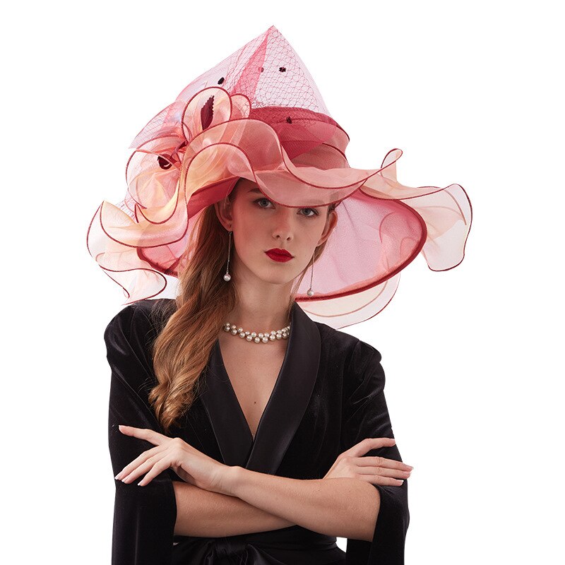 Bruidshoeden voor dames bruiloften bloemenhoeden organza chapeau de mariage bruidsjurk accessoires 4 kleuren