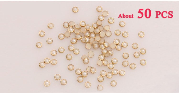 4mm färgglada halvrunda pärlor metall strass diy nagelkonst dekoration naglar pärlor skönhet glitter 50 st: Vit färg