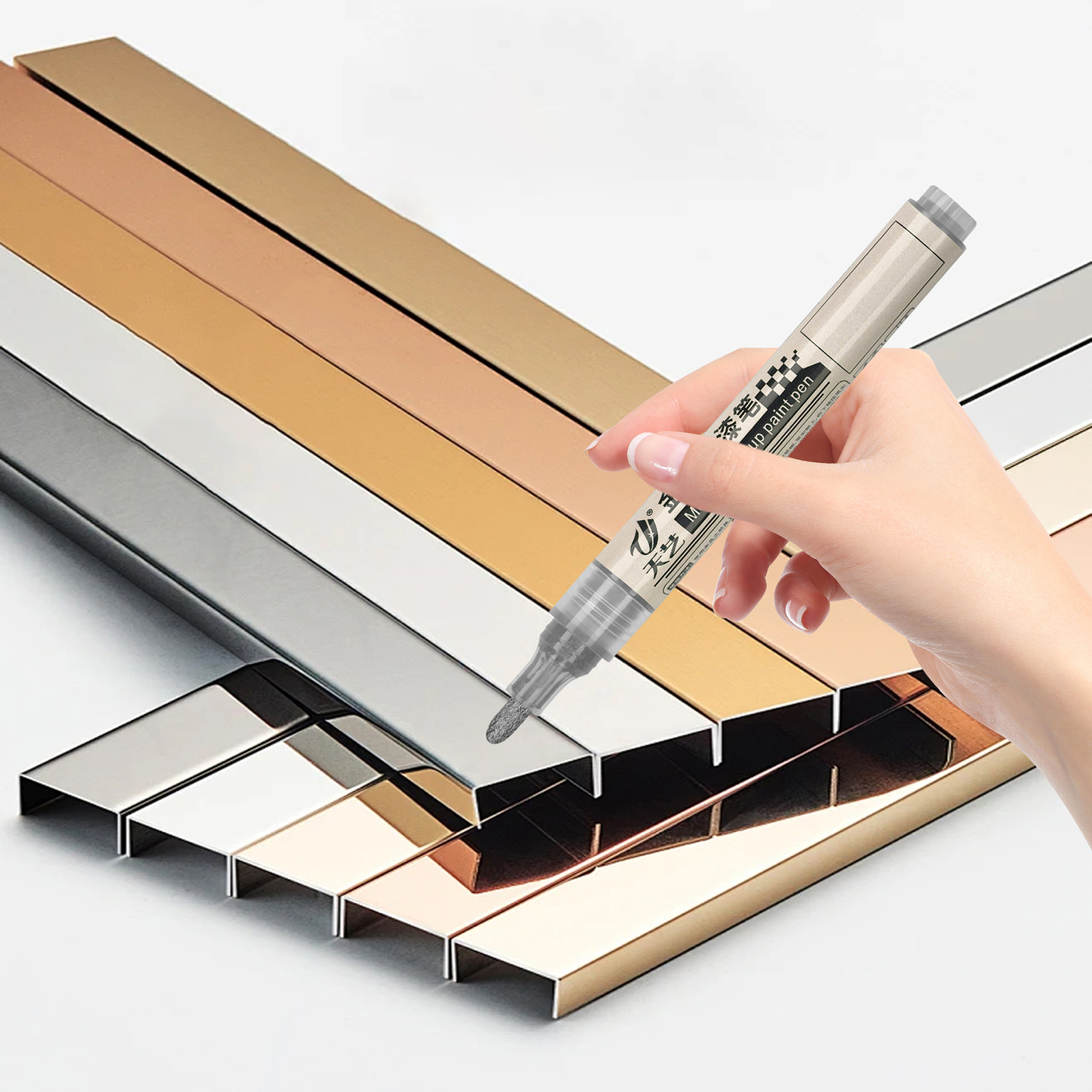 Metalen verfpen Zwart grijs wit goud Metalen hardware Waterdichte kleurreparatiepen Industriële markeerpen