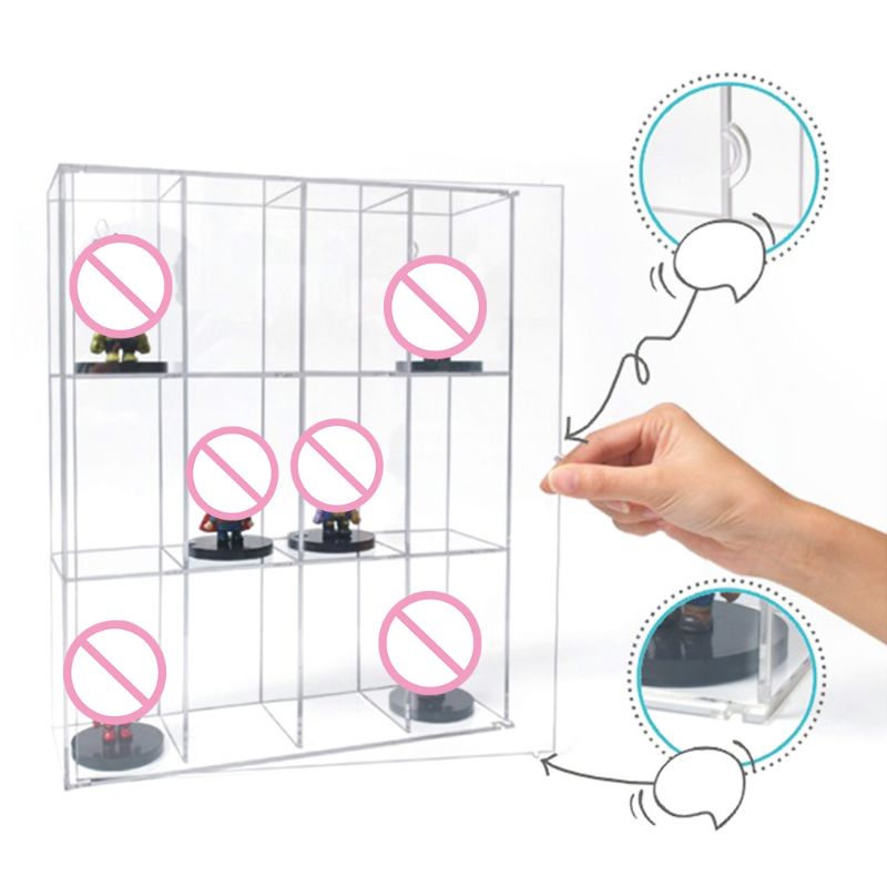 12 grades de acrílico claro modelo brinquedo caso exibição figuras ação dustproof vitrine collectibles mostrar caixa