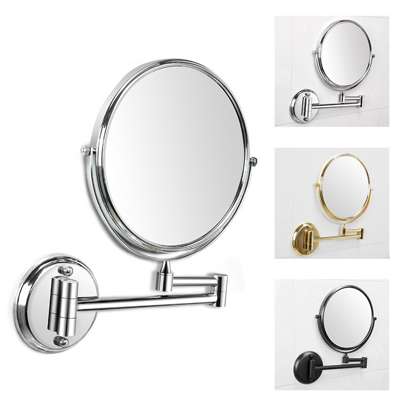 Veggmontert sminkespeil 3x forstørrelse 8 '' tosidig svingbar 180 uttrekkbar arm bad 360 rotasjons speil