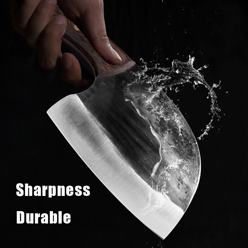 Couteau à marteau forgé à la main en acier inoxydable, couperet de cuisine, couteau de Chef à double usage