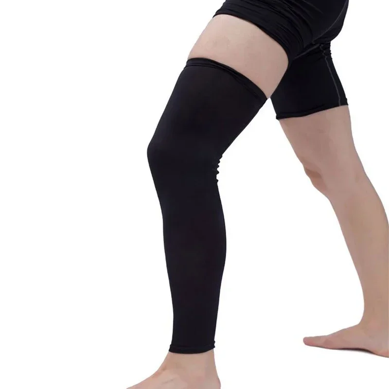 1Stck Kompression Beinlinge Basketball FußBall Radfahren Socken Knie waten Ärmel UV Sonne Atmungsaktive Beinlinge Männer Frauen: L / Beige