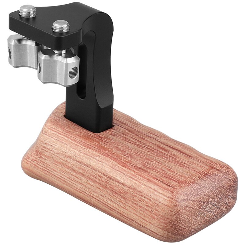 Reversible Wooden Hand Grip Medium Size with 1/4 inch -20 Thumbscrew Knob Right Side for DSLR Camera Cage Rig