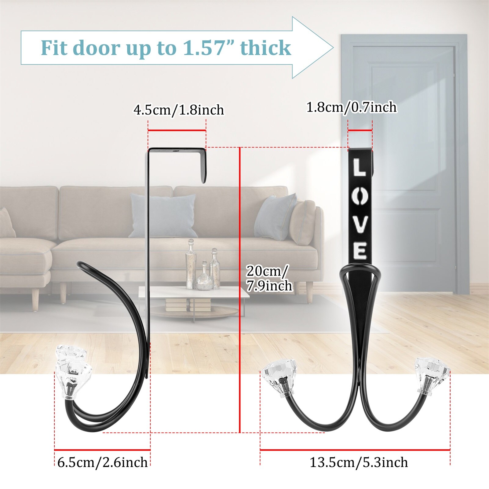 Over The Door Double Hanger Hooks Declutter Twin Hook for Coats