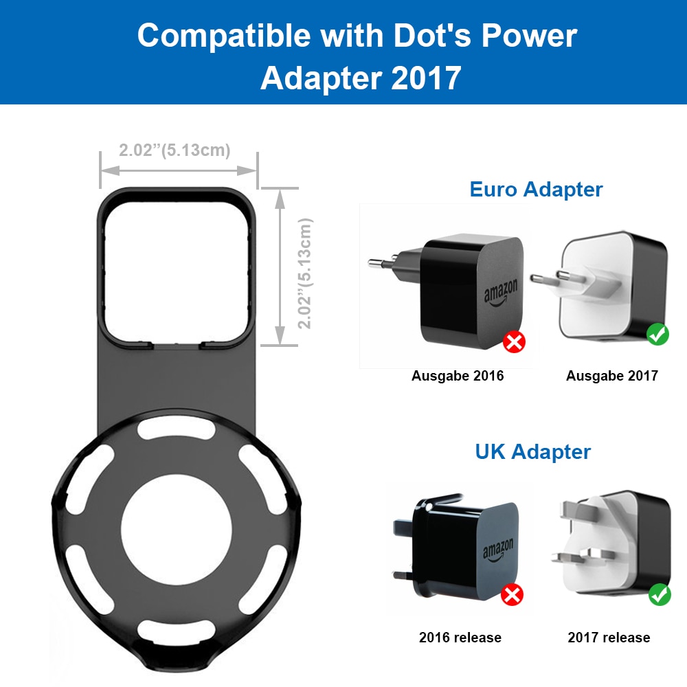Support mural pour Alexa Echo Dot 2e génération, Support de prise UK/EU avec câble Micro USB