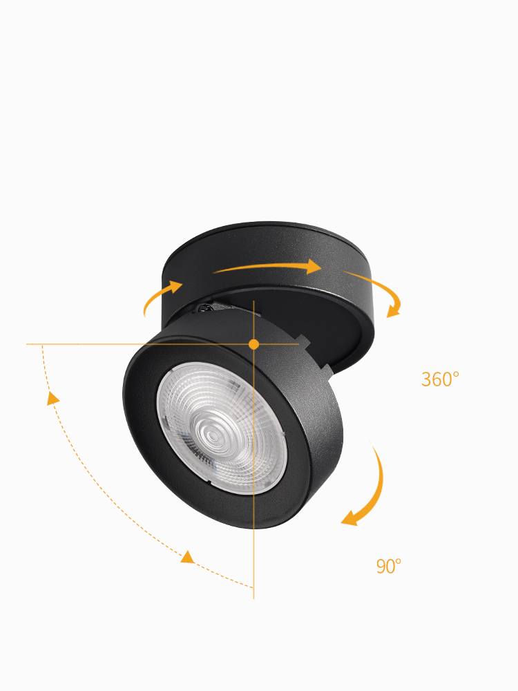 Spot led downlight sammenleggbar taklampe led spotlight 7w 12w 15w utenpåliggende aluminium takspotter lampe for hjemmebedrift