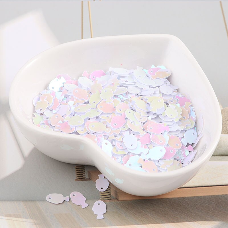 10g/bag 5*7mm Colorful Fish Sequins DIY Slime Material Sequins Fittings for Needlework Craft Costume Jewelery 720pcs: AB White