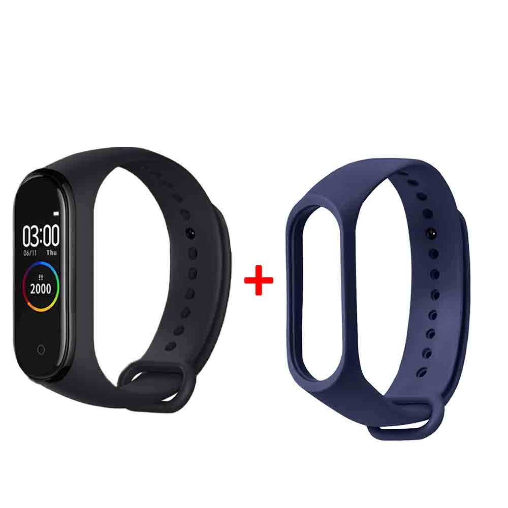 M4 smart-armbänder für männer,  ip67 wasserdichte blutdruck- und herzfrequenz-uhren für männer, fitness-tracker, smart-watch-armband: Schwarz blau