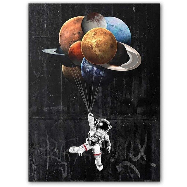 Cartoon Ruimte Astronaut Universe Planeet Exploratie Poster Home Decor Schilderen Wall Art Foto Kraftpapier Poster Muursticker