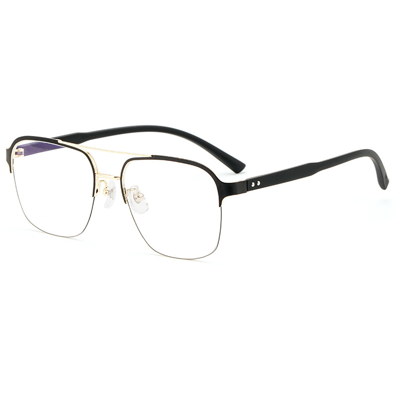 Lunettes optiques pour homme, monture complète Style pilote aviateur, Prescription avec Prescription, à la: Black Gold