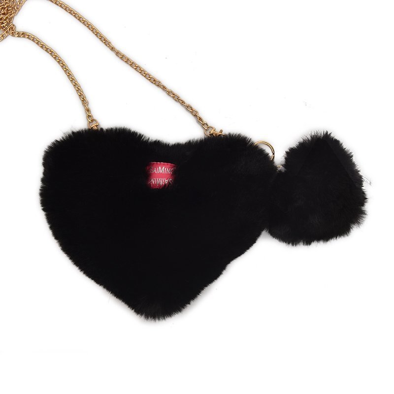 Dames pluche schoudertas herfst en winter schattige hartvormige cartoon meisje ketting schoudertas messenger bag